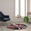 Flash Furniture Red 4' x 4' Modern Plush Abstract Area Rug KP-RG951-44-RD-GG
